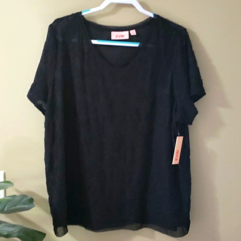 EVRI 2x black floral transparent blouse